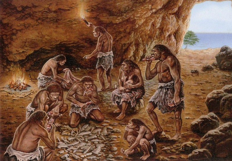 Künstlerische Darstellung des Höhlenlebens (Lazaret); entnommen: science.ORG.at
