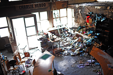 Redaktionsräumlichkeiten von Charlie Hebdo nach Anschlag