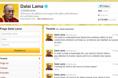 Twitter-Seite des Dalai Lama