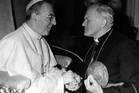Papst Johannes Paul I. mit seinem späteren Nachfolger Karol Wojtyla