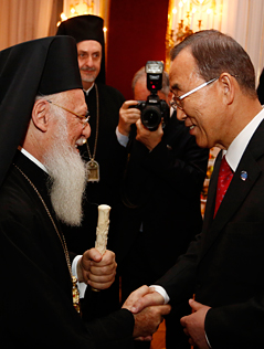 Patriarch von Konstantinopel, Bartholomaios und UNO-Generalsekretär Ban Ki Moon