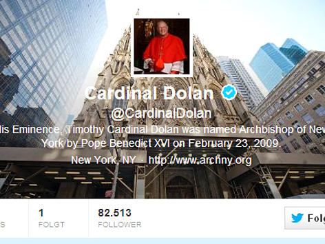 Screenshot der Twitter-Seite von Kardinal Timothy Dolan