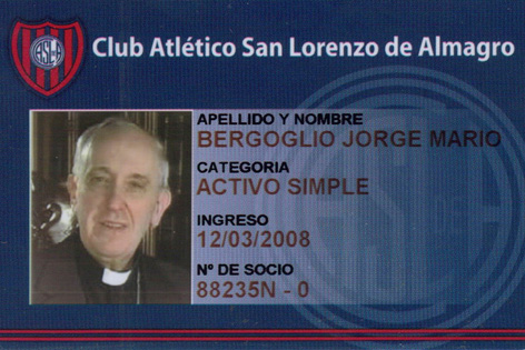 Die Mitlgiedskarte des neuen Papstes beim Fußballverein San Lorenzo