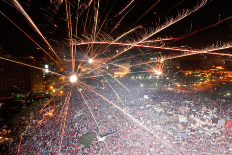 Feuerwerk am Tahrir-Platz in Kairo