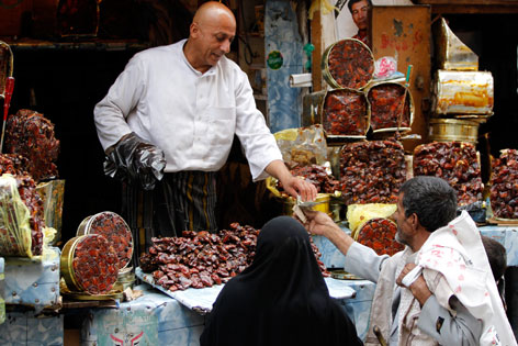 Dattelverkäufer in Sanaa, Jemen