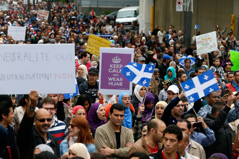 Demonstranten in Quebec
