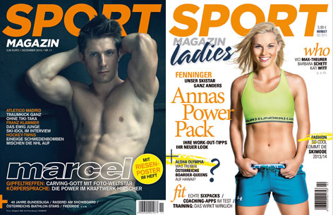 Cover Dezember-Ausgabe des "SPORTMAGAZIN" und Cover Herbst-Ausgabe ""SPORTMAGAZIN ladies"