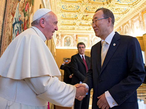 Papst Franziskus und UNO-Generalsekretär Ban Ki Moon