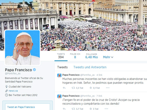 Spanische Twitter-Seite von Papst Franziskus