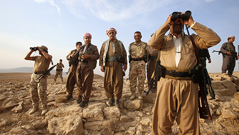 Kurdische Kämpfer beobachten IS