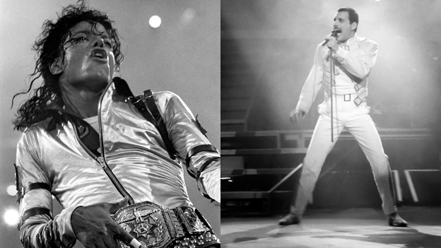 Michael Jackson und Freddie Mercury auf der Bühne