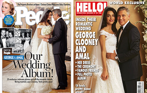 Das Ehepaar Clooney auf dem Cover der Magazine "People" und "Hello"