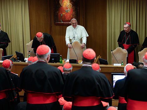 Papst Franziskus und Kardinäle bei der Synode