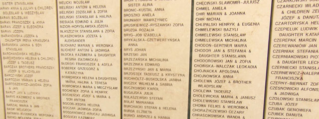 Namen von Gerechten in der Gendenkstätte Yad Vashem in Israel