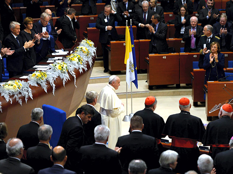 Papst Franziskus bei seiner Rede vor dem Europaparlament