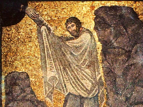 Moses empfängt die Gesetzestafeln: Darstellung im Katharinenkloster (Sinai)