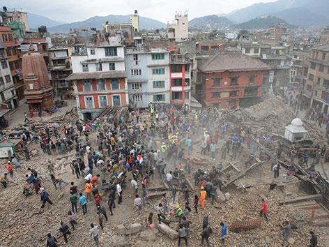 Der in Trümmern liegende Durbar-Platz in Kathmandu
