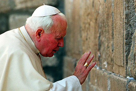 Johannes Paul II. bei der Klagemauer, in Israel