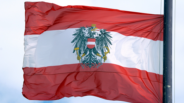 Österreich-Fahne im Wind