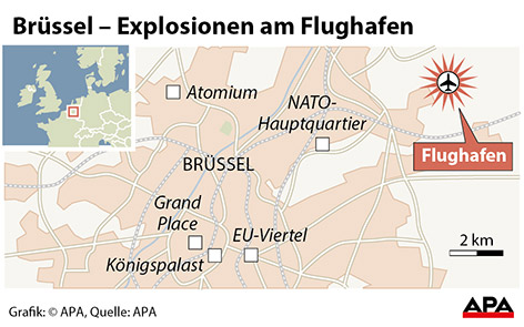 Lokalisierungskarte Großraum Brüssel mit Flughafen.