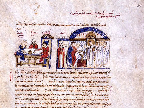 Seite aus den Scylitzes Matrinensis, 11. Jahrhundert