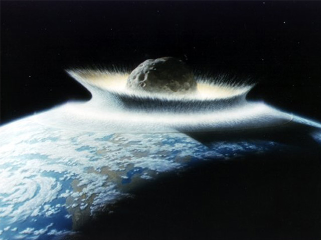 Illustration eines Meteoriteinschlags auf der Erde