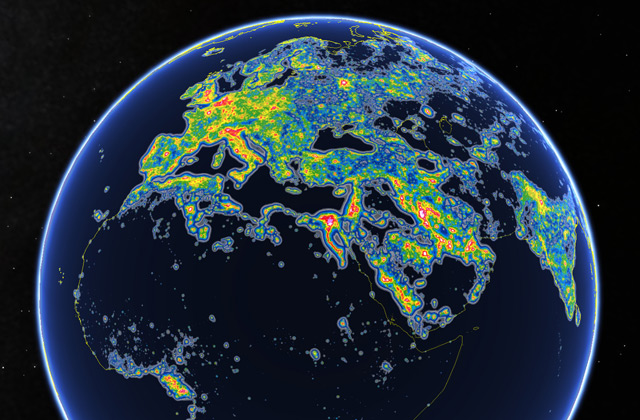 Globus mit Lichtverschmutzung