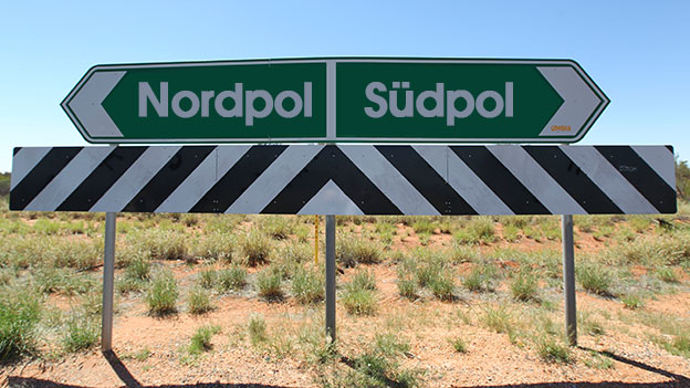Straßenschild "Nordpol - Südpol"