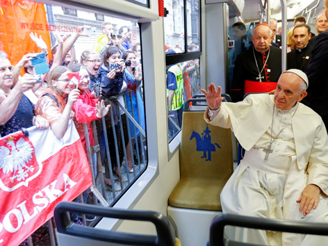 Krakau Straßenbahn Papst