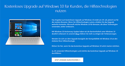 Screenshot der Accessibility-Website von Microsoft