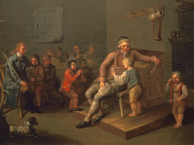 Unterricht in einer Knaben-Volksschule um 1750