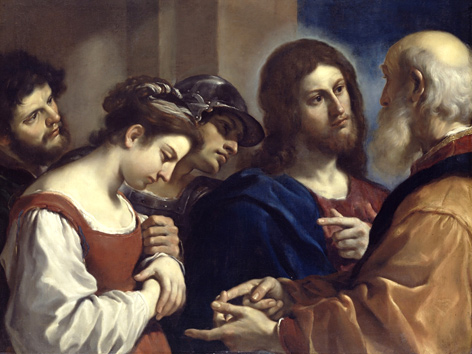 Guercino (1591-1666): Christus und die Ehebrecherin (Dulwich Picture Gallery)