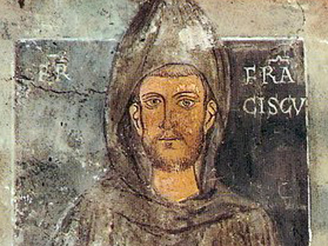 Das älteste erhaltene, noch zu Lebzeiten entstandene Bild Franz' von Assisi, Fresko im Kloster Sacro Speco in Subiaco