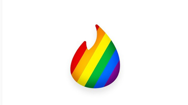 Tinder-Logo in Regenboogenfarben