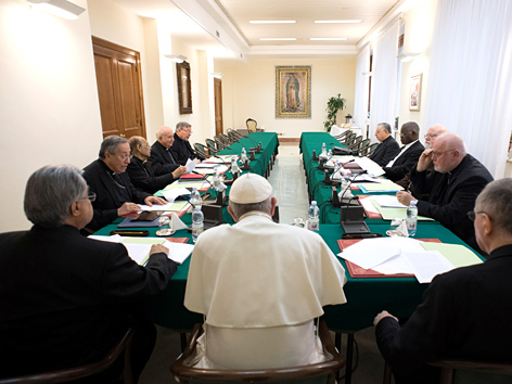 Papst Franziskus und der K9-Rat in einer Sitzung