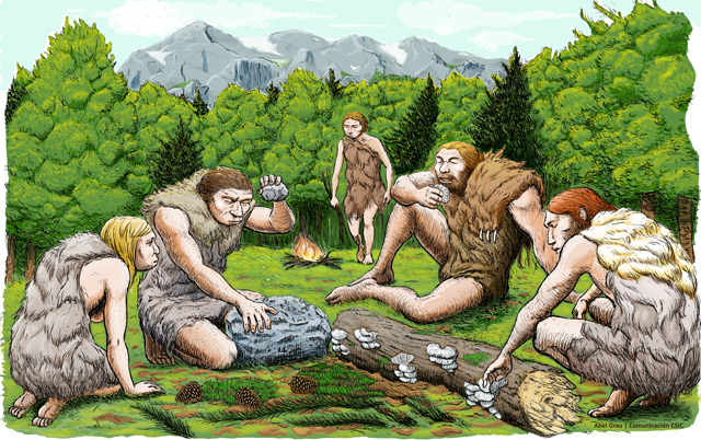 Zeichnung von Neandertalern