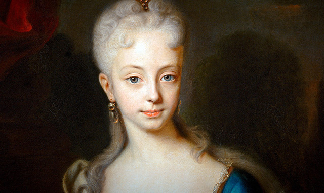 Maria Theresia im Alter von etwa zehn bis zwölf Jahren (Gemälde von Andreas Möller um 1727) .