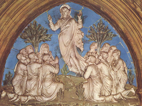 Luca della Robbia: Christi Himmelfahrtsdarstellung Terracotta, 1446, im Dom in Florenz