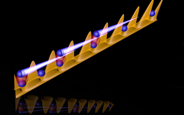 Grafik: "Quantendraht", bestehend aus einem Lichtschlauch und Cäsium-Atomen