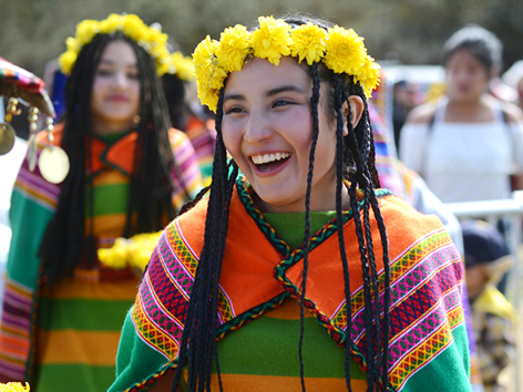 Junge Frau beim Inti-Raymi-Fest in Cusco, Peru
