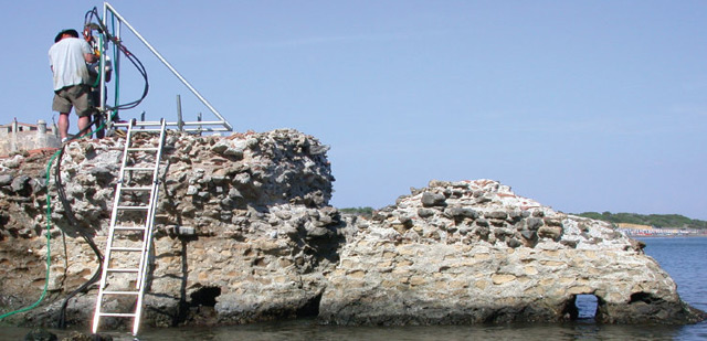 Alter römischer Pier Portus Cosanus in Orbetello