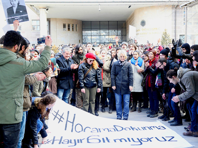 Proteste von Uni-Angestellten und Studierenden an der Uni Ankara im Februar 2017