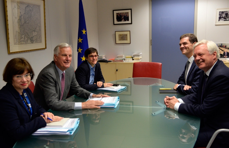 Brexit Verhandlungen mit Michel Barnier und David Davies