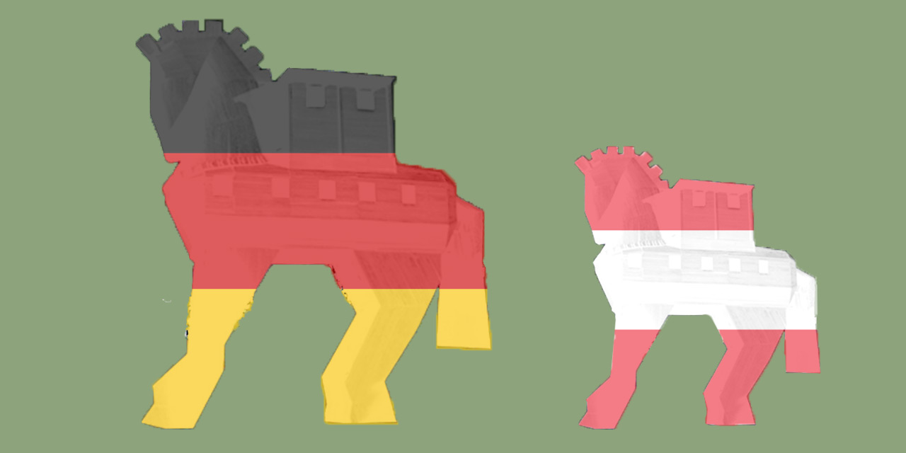 Zwei trojanische Pferde in deutschen und österreichischen Fahnen