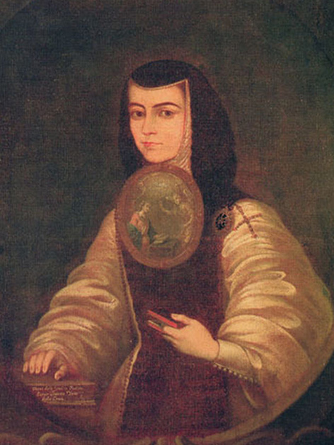 Gemälde der Dichterin und Nonne Juana Ines de la Cruz von Miguel de Herrera (1700 - 1789)