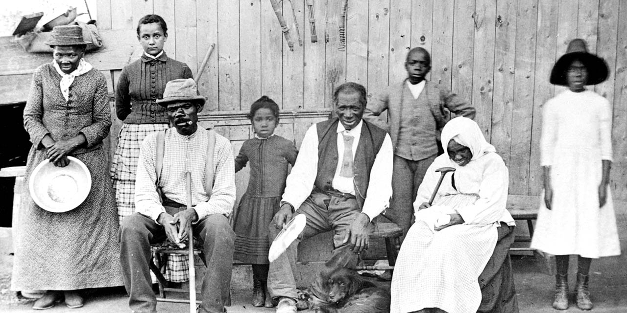 Harriet Tubman mit befreiten Sklaven