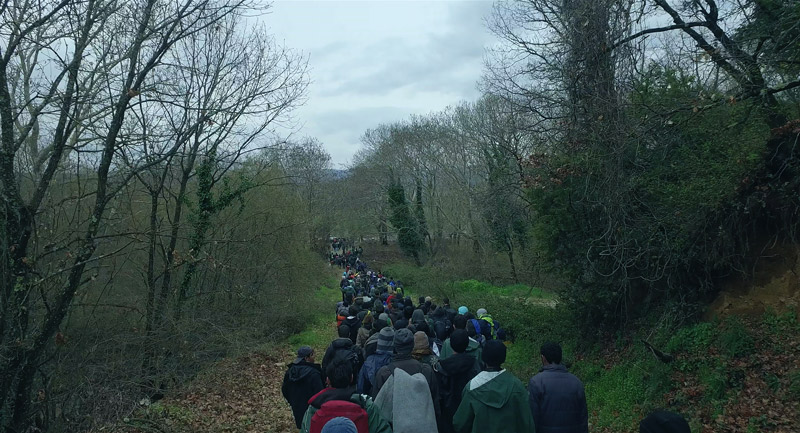 Filmstill aus "Human Flow" - ein Flüchtlingsstrom