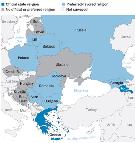 Grafik über Religionen in Europa