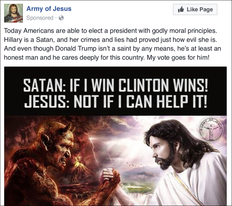 Grafik: Satan und Jesus beim Armdrücken