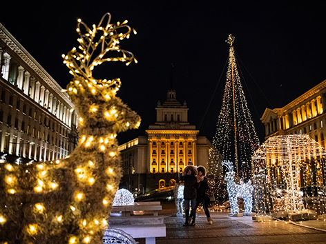 Weihnachtsbeleuchtungen in Sofia, Hauptstadt Bulgariens
